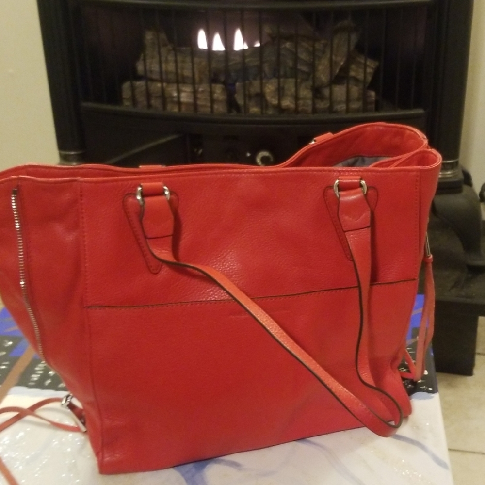 Women red leather Like new purse